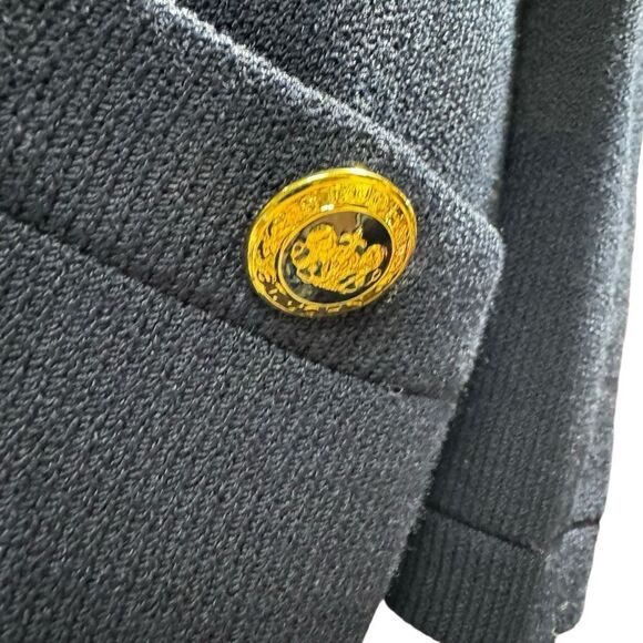 ST. JOHN Basics SANTANA KNIT JACKET CARDIGAN Open Front Long Navy SIZE LARGE - Picture 6 of 10